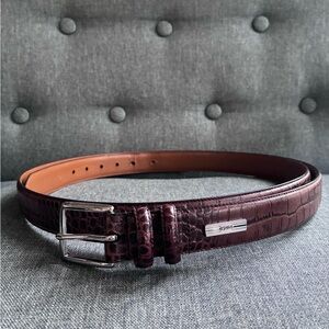 Men’s Polo Ralph Lauren Brown Crocodile-Embossed Men's Belt size 56
